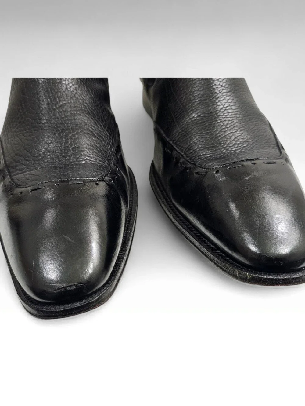 MEZLAN Men Black Leather Wingtip Ankle Zip 32226 Spain Boots 11.5M